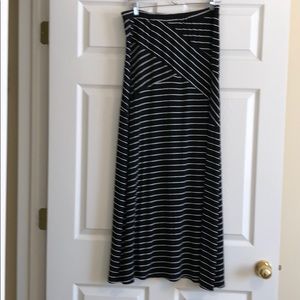 Black and white stripe maxi skirt